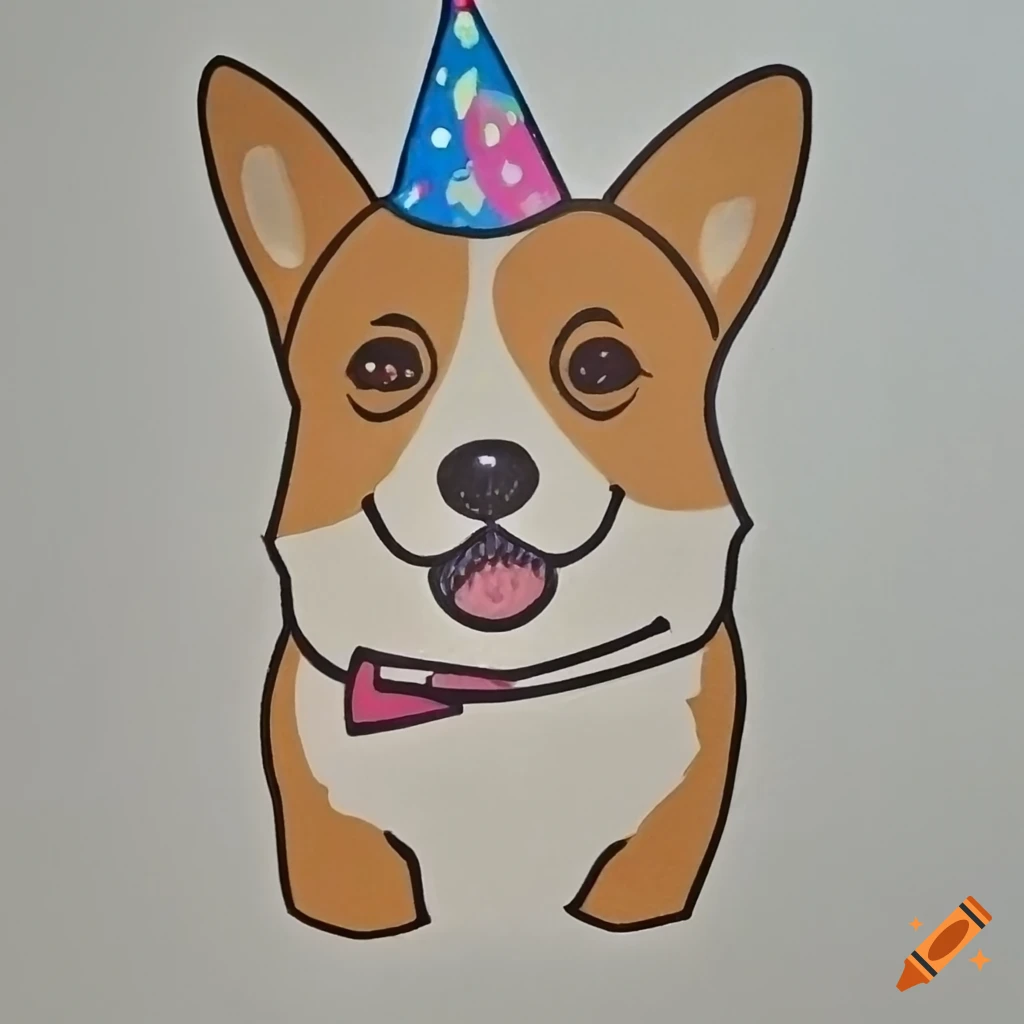 corgi with a gift for a birthday card