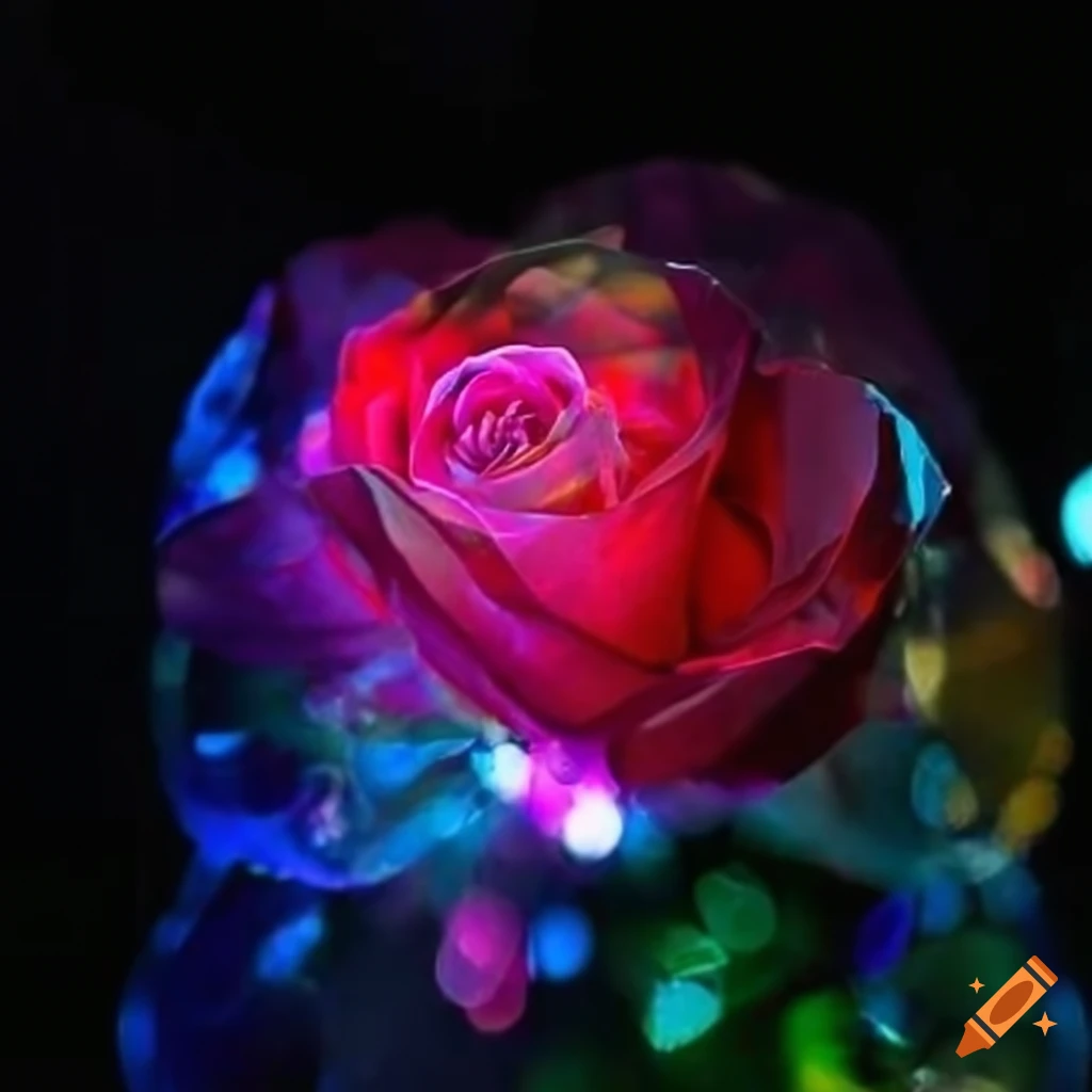 colorful crystal rose sculpture