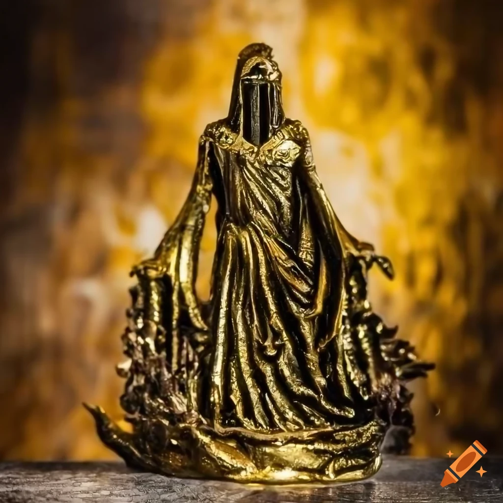 golden dementor figurine on a table