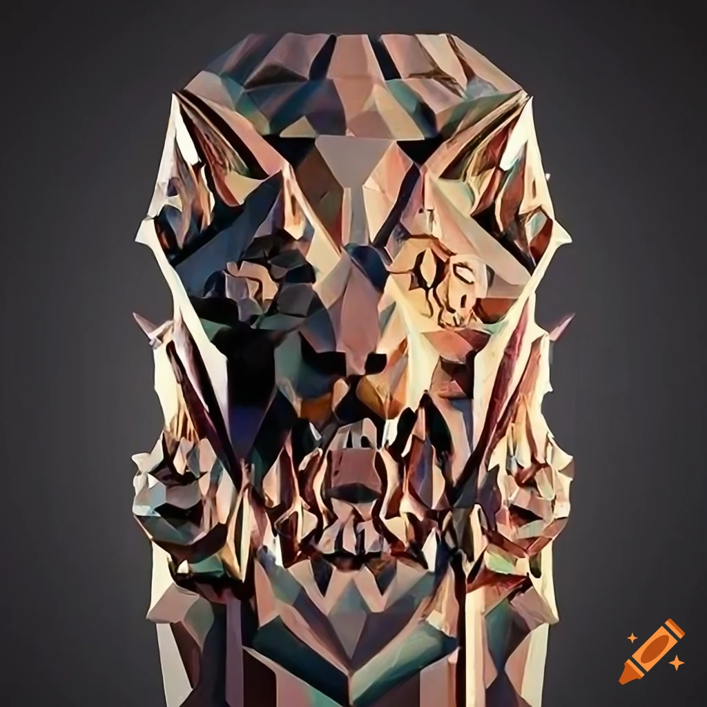 detailed carving of a moth werewolf motif