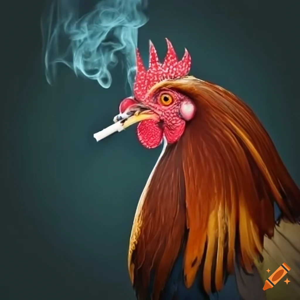 funny image of a rooster smoking