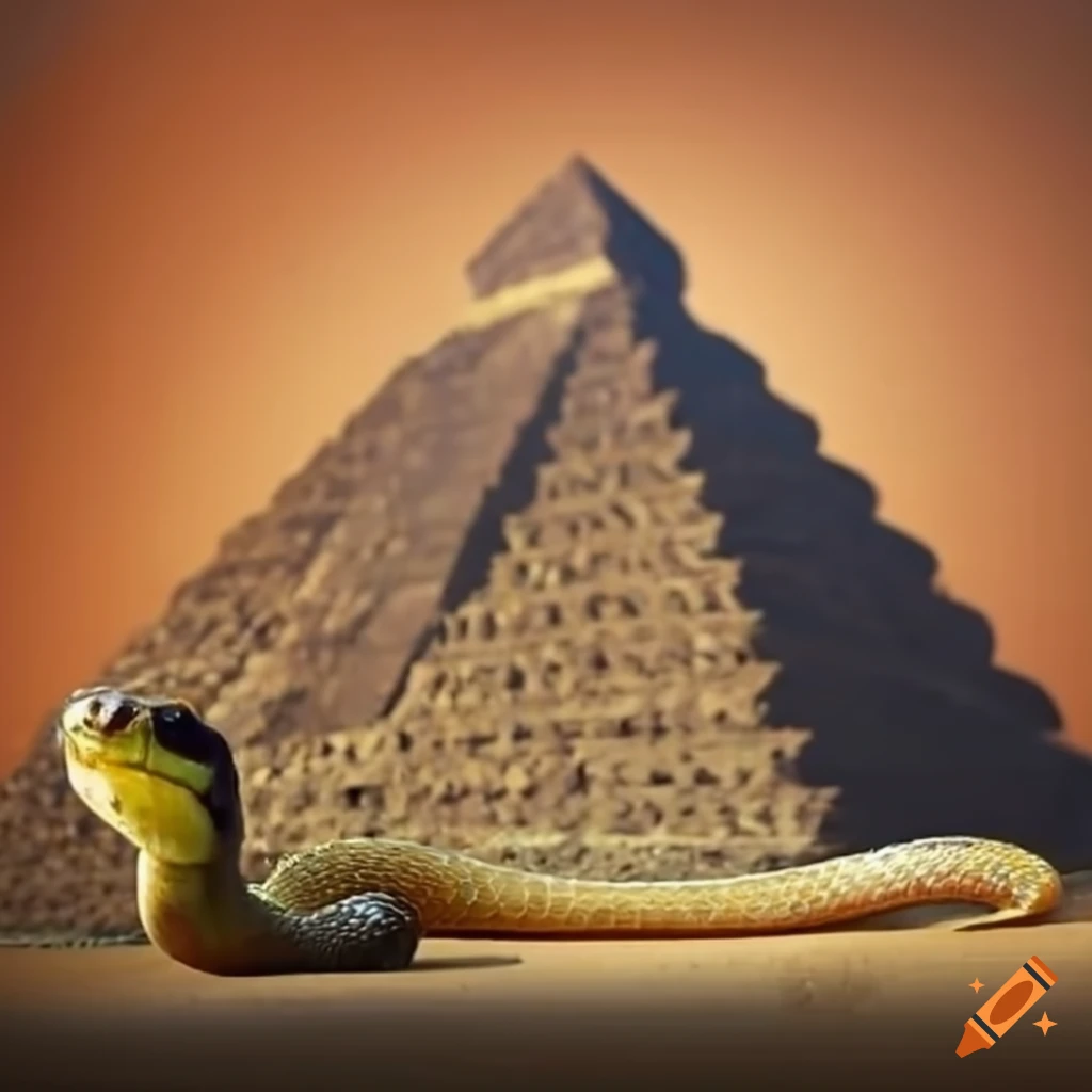 Snake in front of a pyramid on Craiyon
