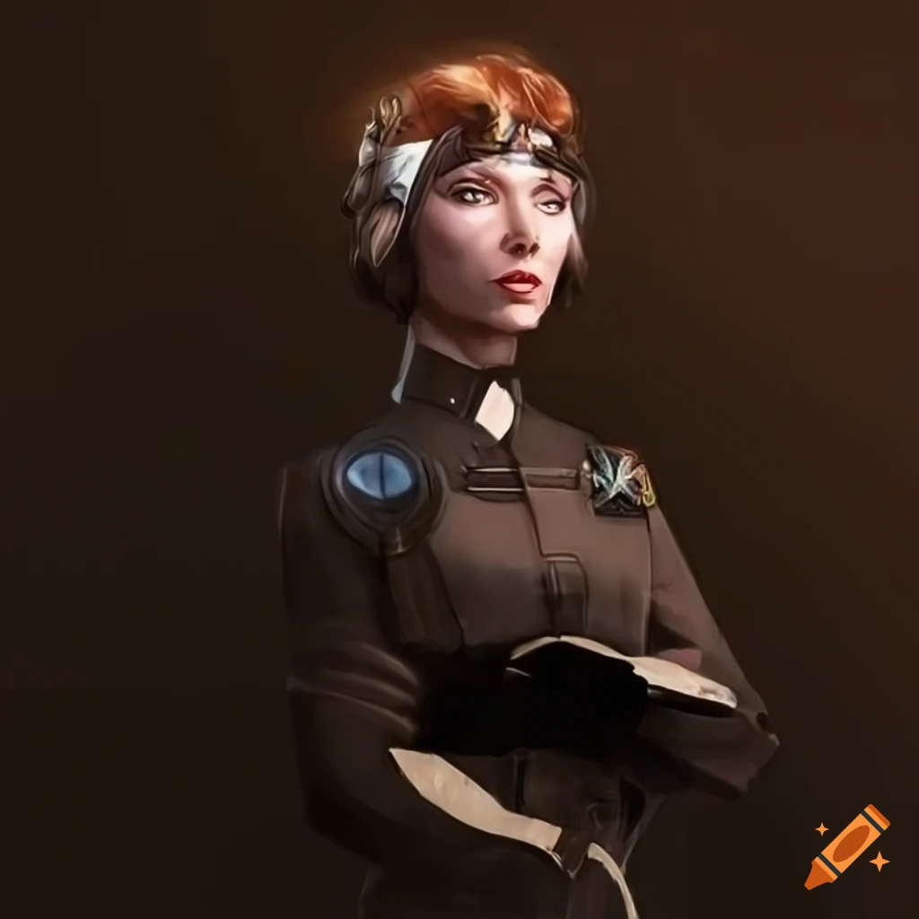 elegant woman pilot in a space cadet uniform