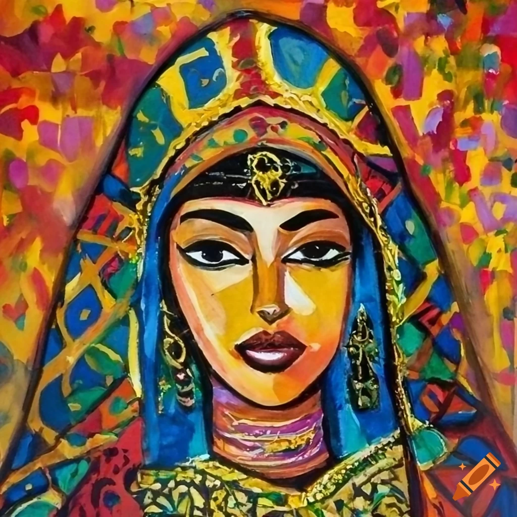 portrait of a Moroccan-Malian woman inspired by Lina Iris Viktor
