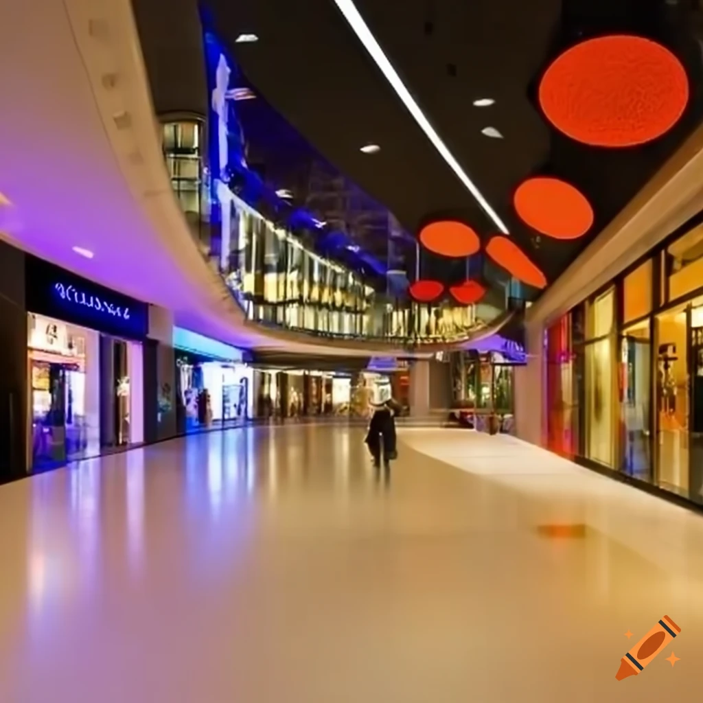 modern shopping mall with two floors and ramps