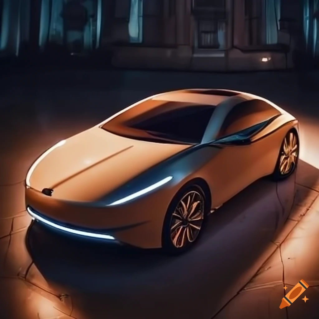 futuristic tan sedan car