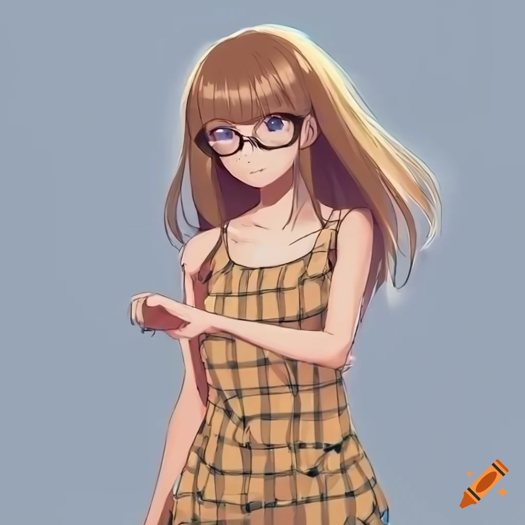 detailed illustration of a stylish anime girl checking time on her watch