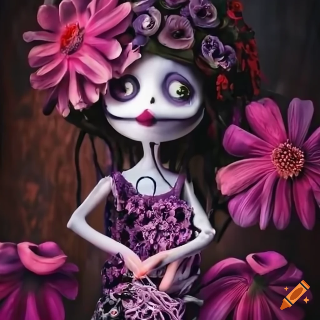 tim burton inspired flower bouquet