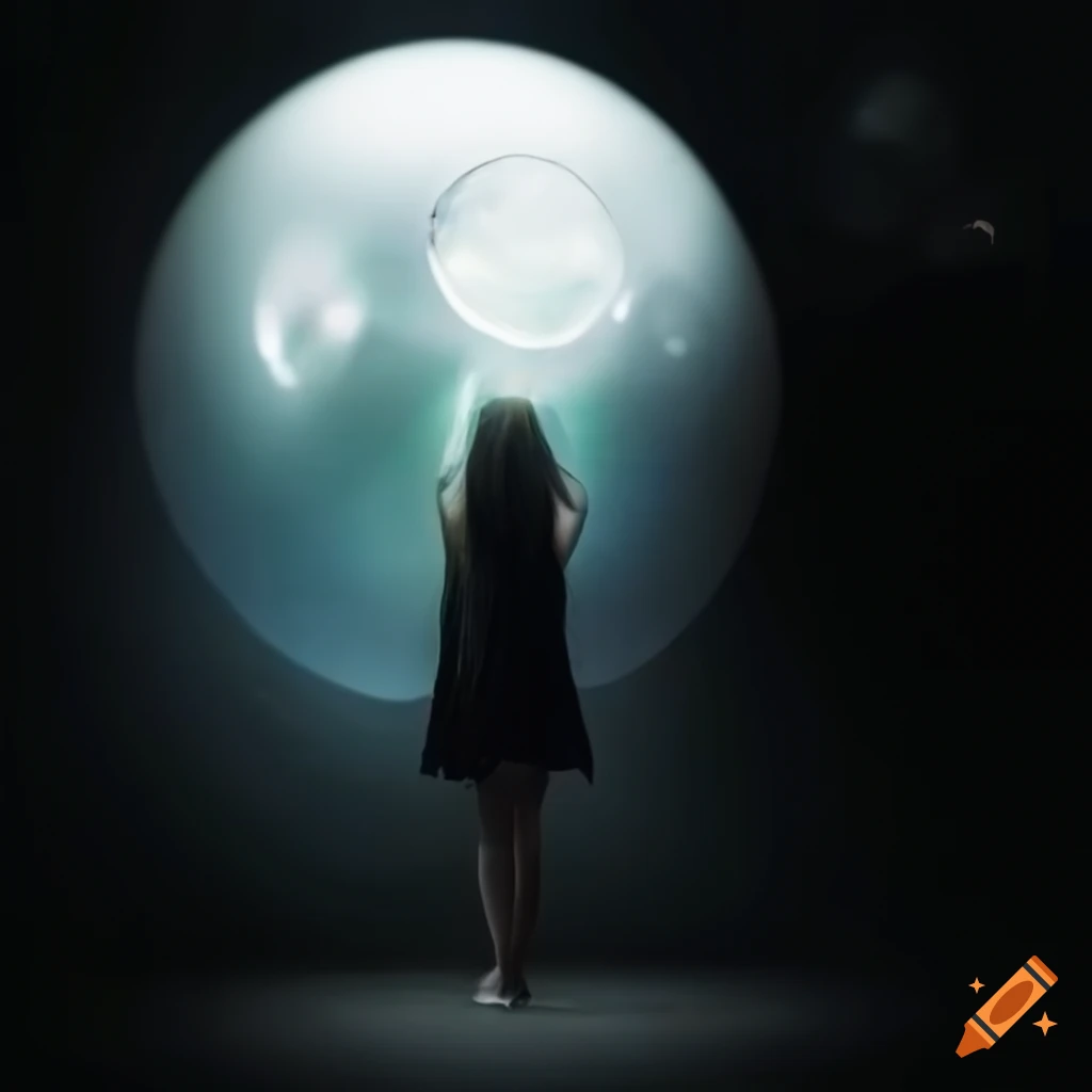 artistic depiction of a girl in a bubble