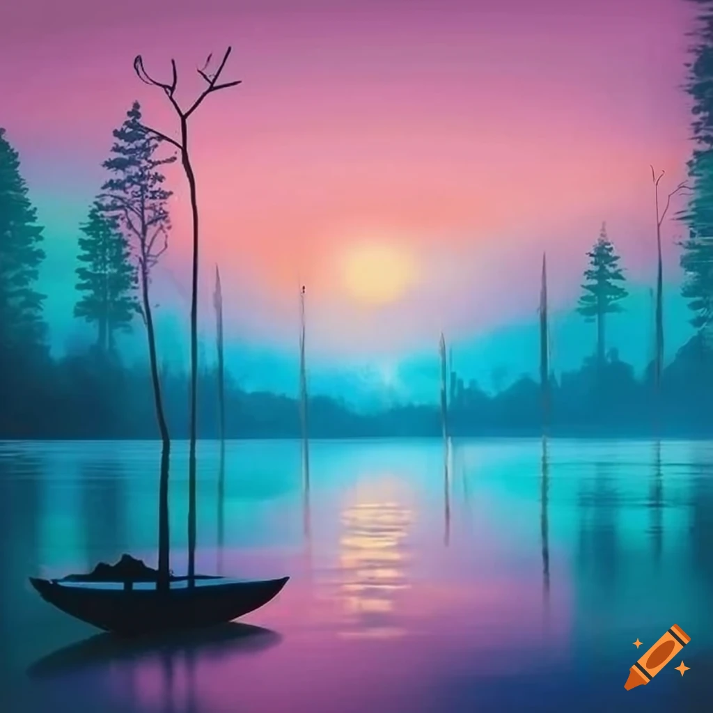 pastel wall art of tranquil nature scene