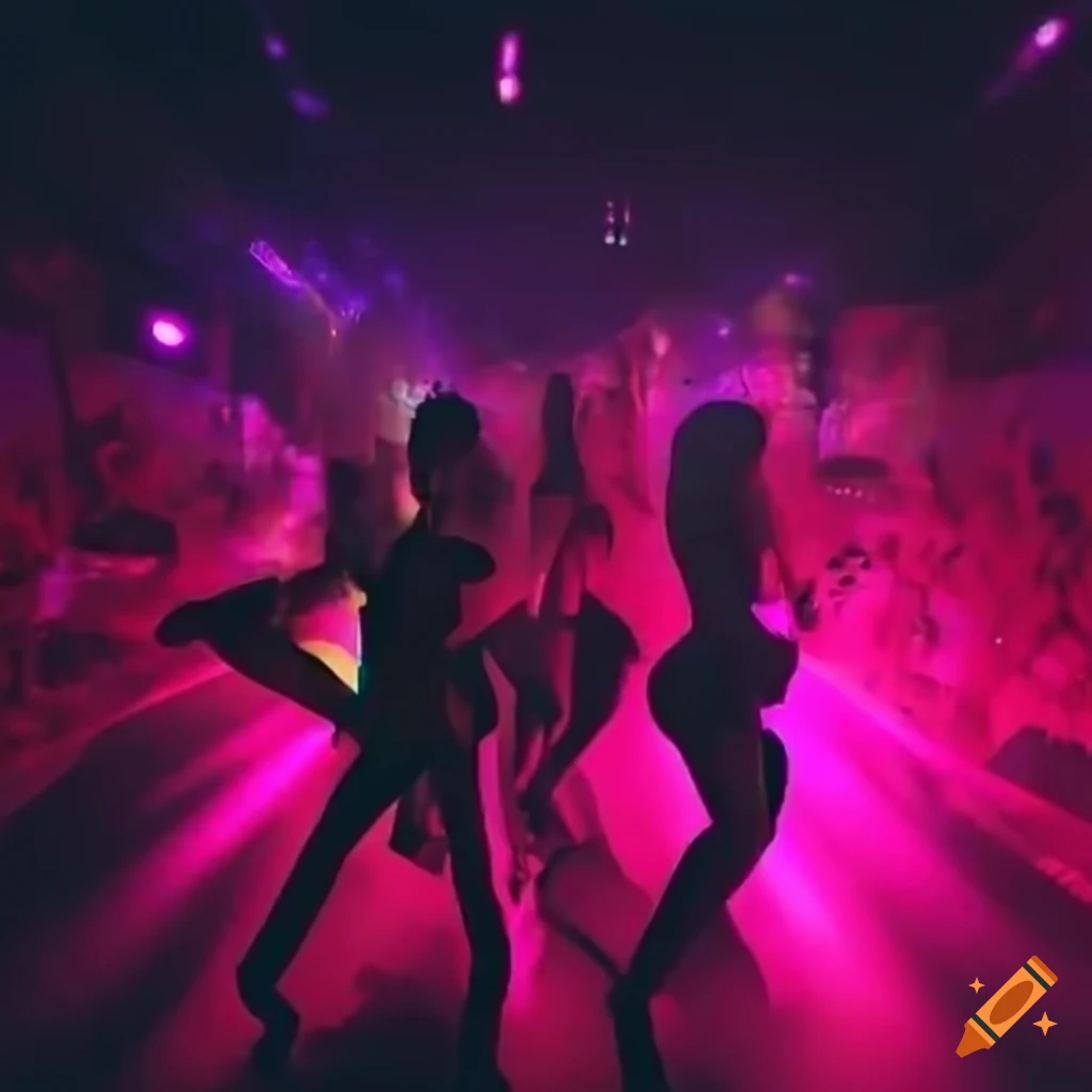 vibrant nightclub with dancers in a futuristic rave