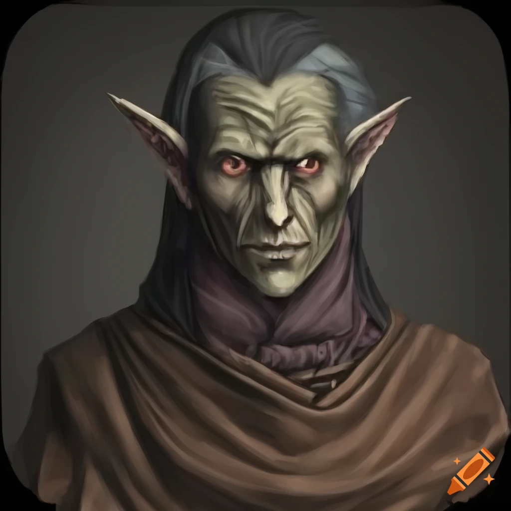 portrait of a dark elf man from a merchant guild