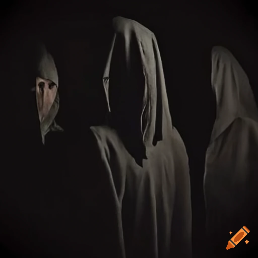 mysterious ritual with hooded figures