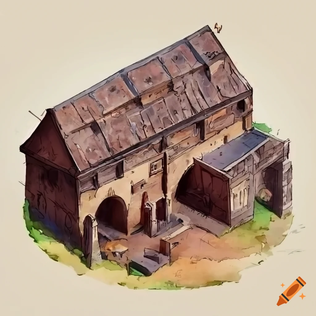 isometric artwork of a medieval forge