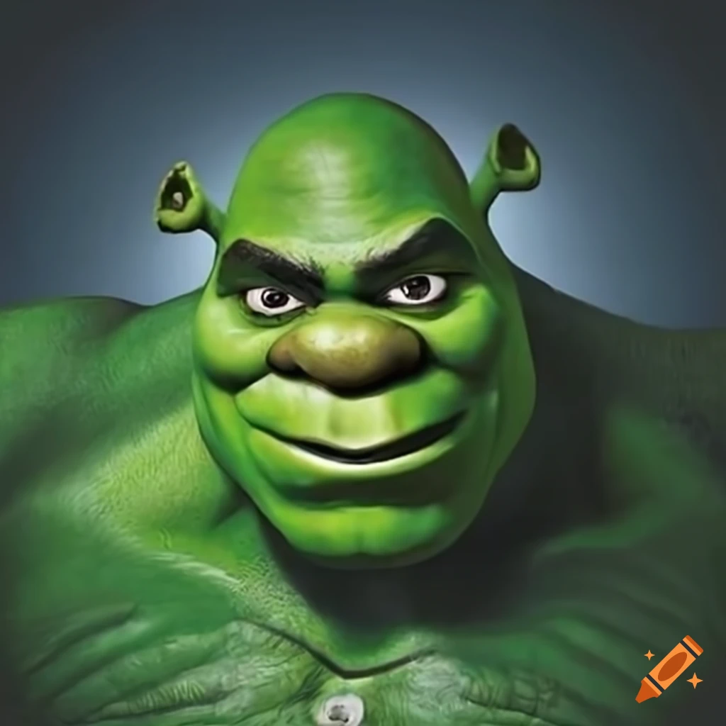 Shrek in Hulk form on Craiyon