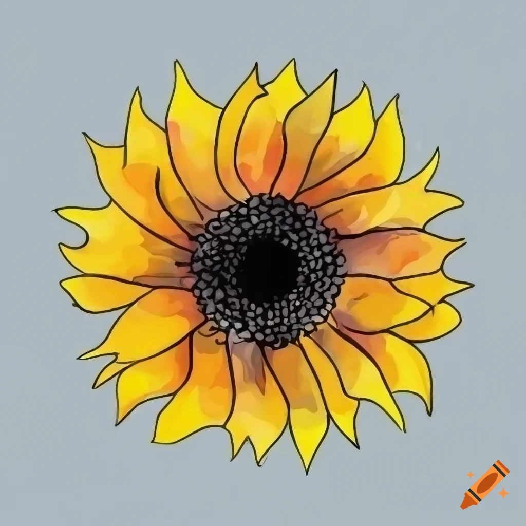 watercolor-style sunflower illustration