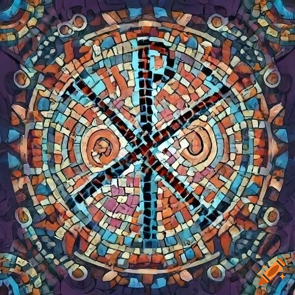mosaic tile floor with Chi rho symbol