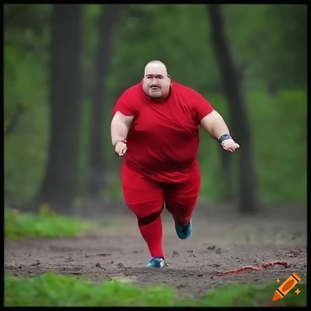image of a man running in red and black flannel