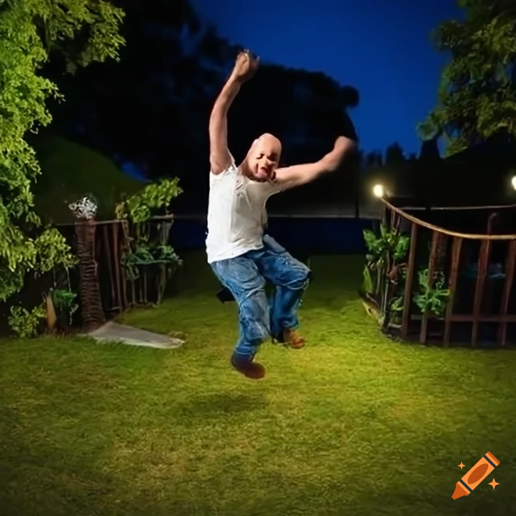 man jumping from a beach house balcony
