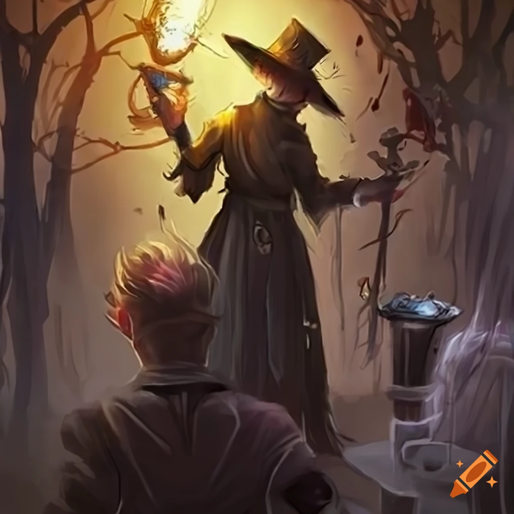 fantasy art of an investigator burying evidence