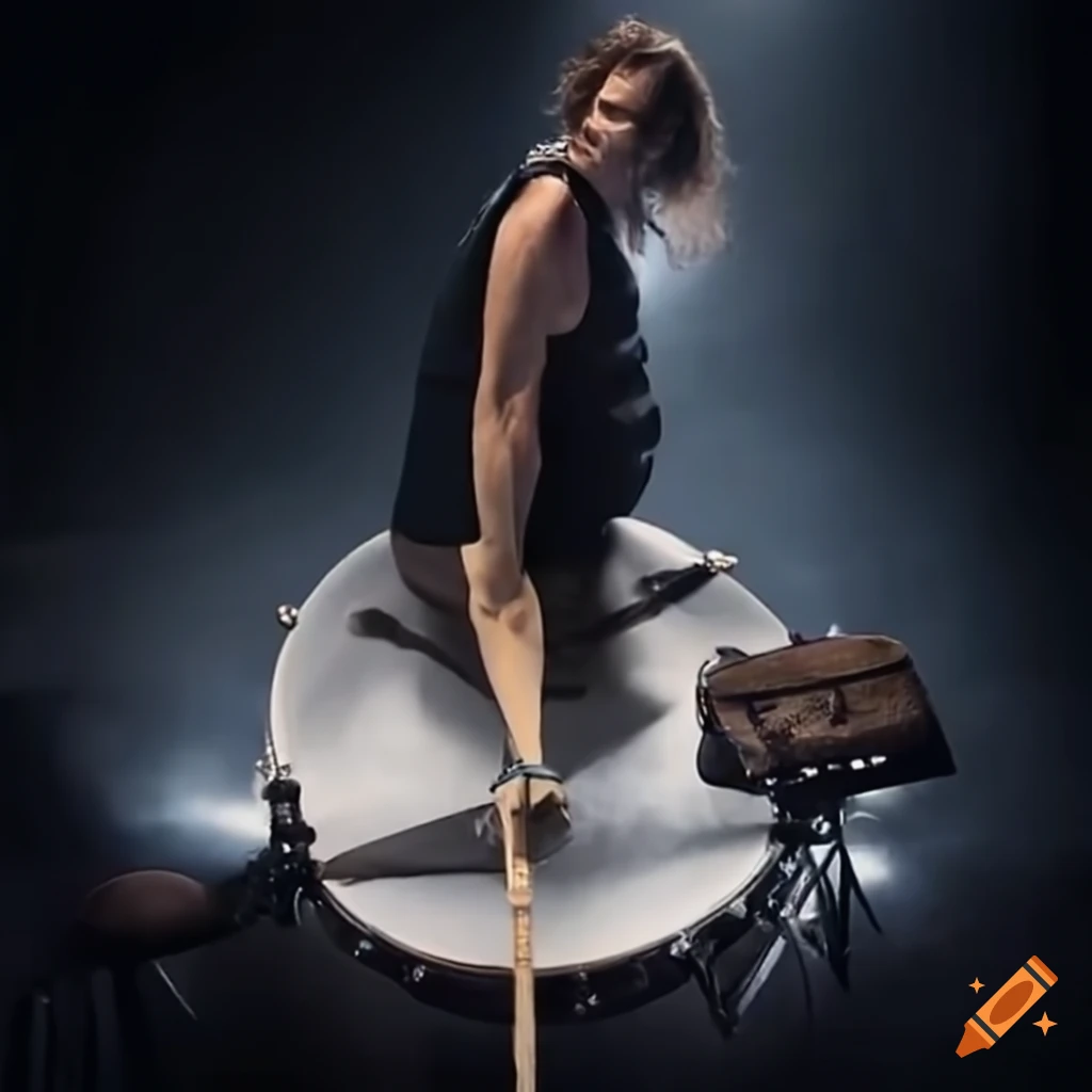 Lars Ulrich drumming with baguettes