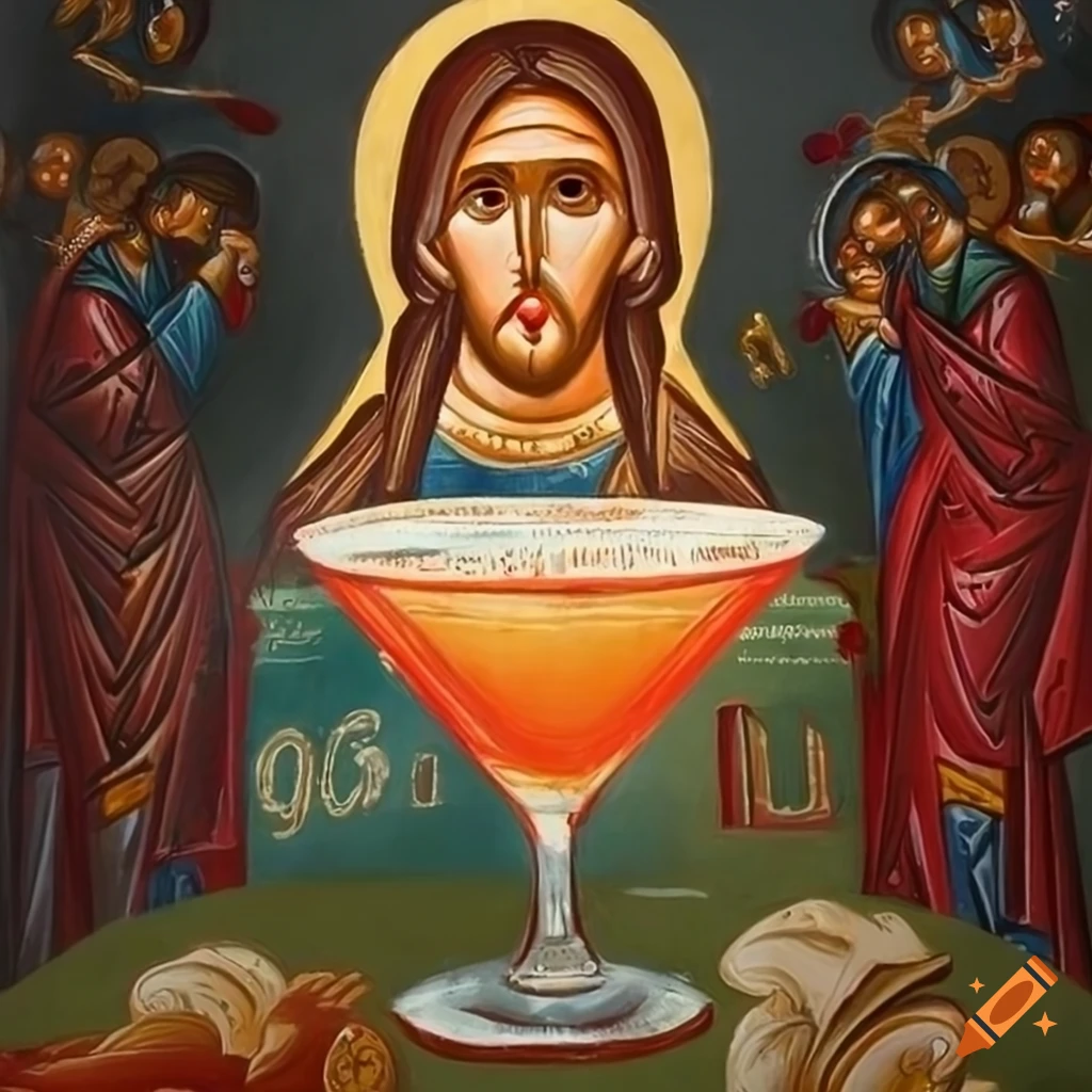 Byzantine Greek orthodox icon painting of a Martini