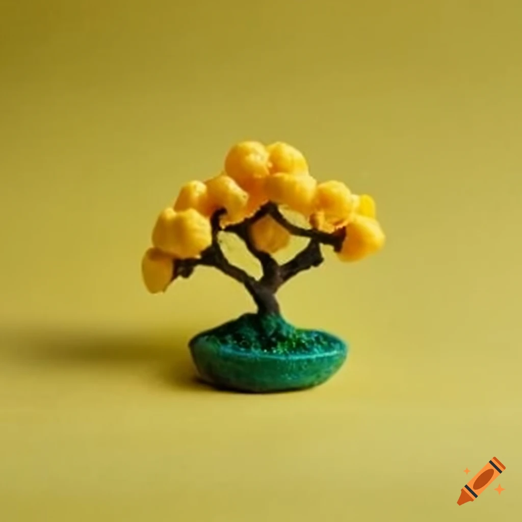 small yellow plasticine bonsai sculpture