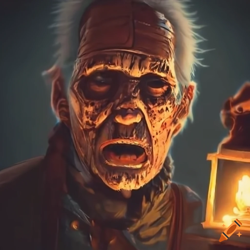 post-apocalyptic man holding a lantern