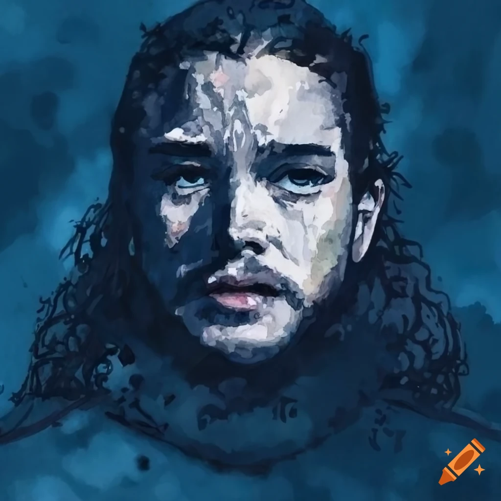 watercolor portrait of Jon Snow