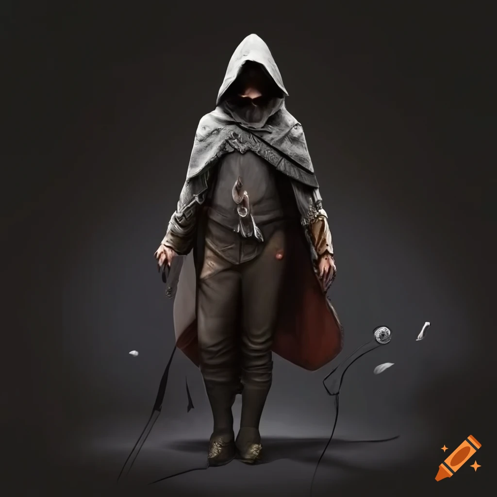 character art of a hooded rogue throwing knives