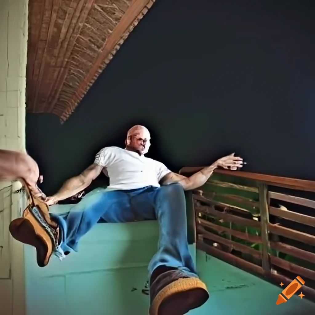 man jumping from a beach house balcony