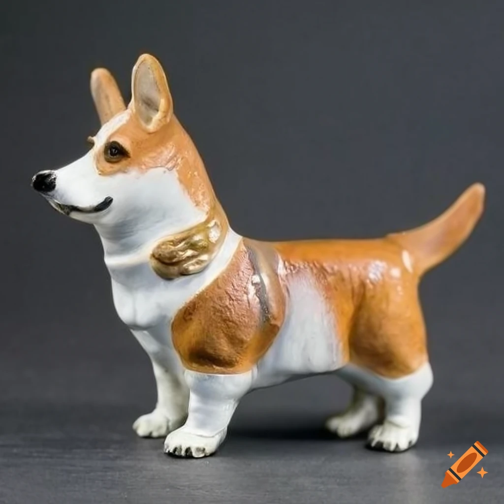 detailed ceramic figure of a corgi