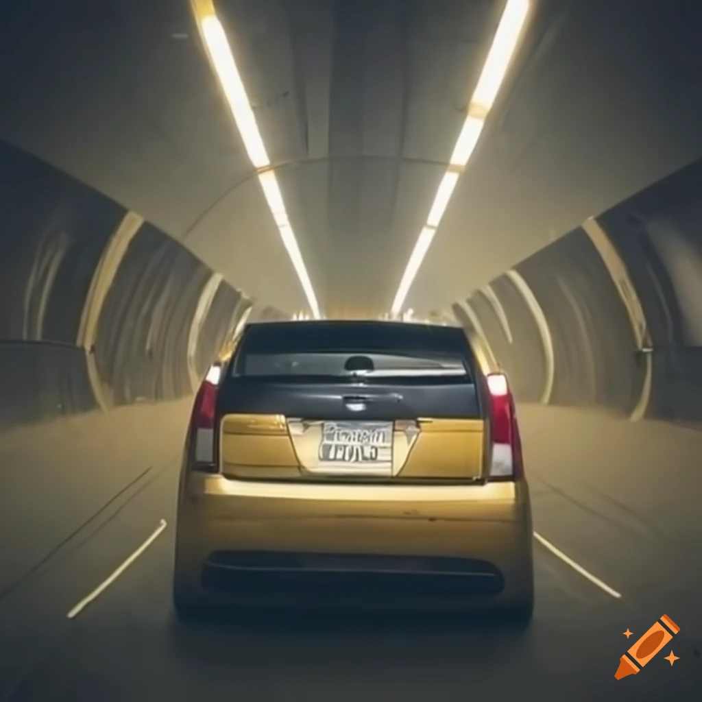 golden 2004 Prius in a foggy tunnel