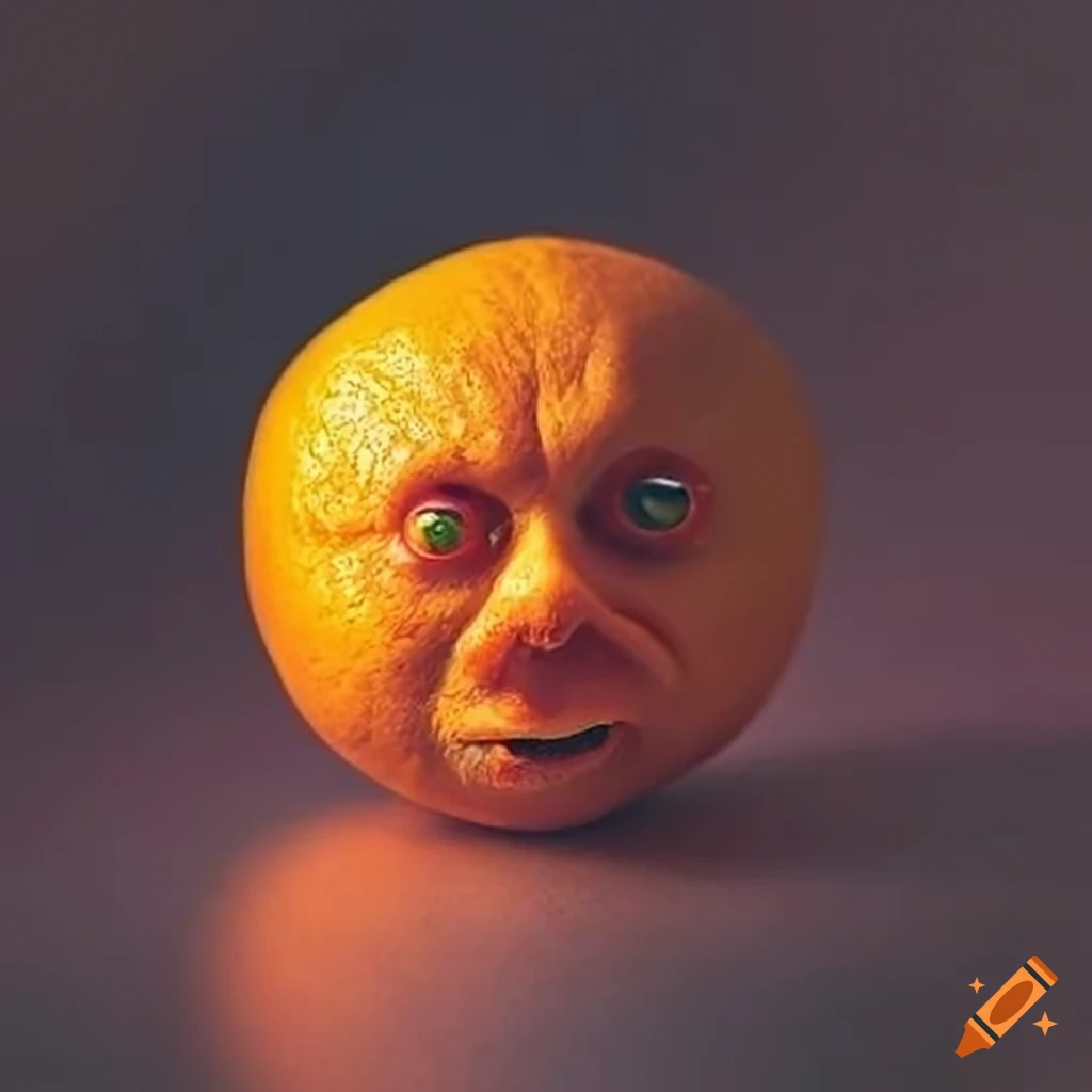 オレンジ色の能面 笑顔の表情 木製 約30cm オレンジ色の能面 笑顔の