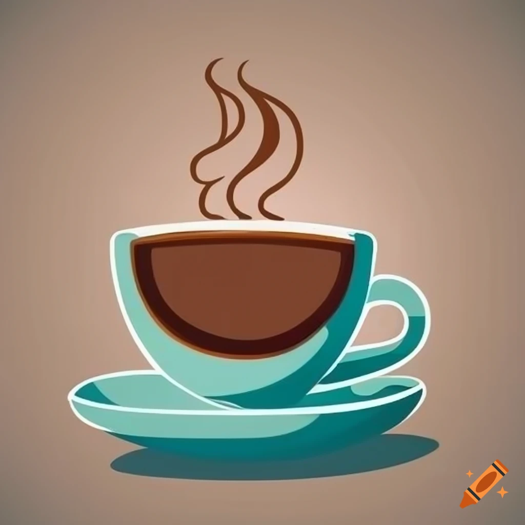 outline coffee logo with 3 colors