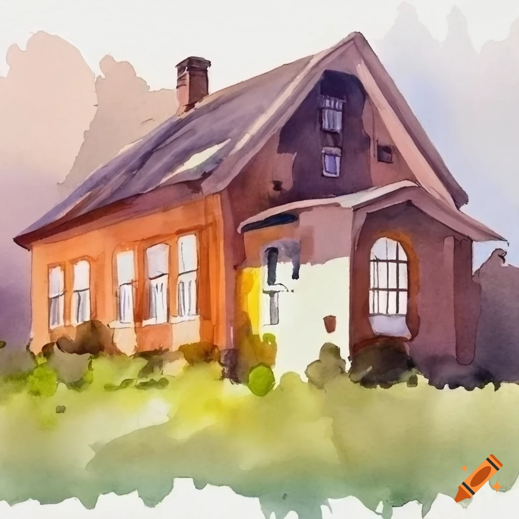 watercolor painting of a house