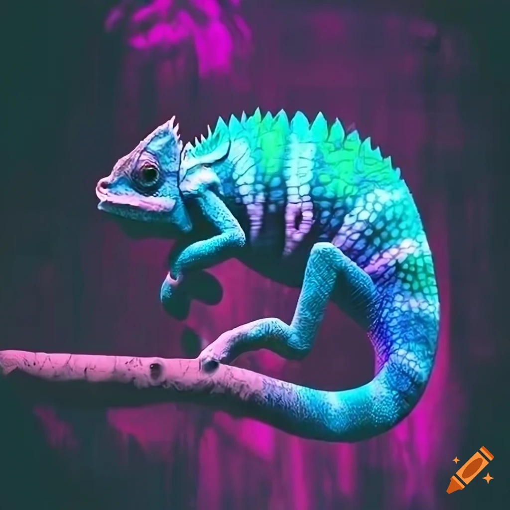 vaporwave chameleon art