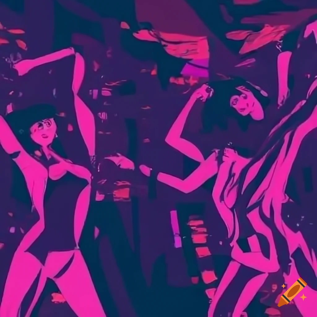 futuristic underground rave with dancers