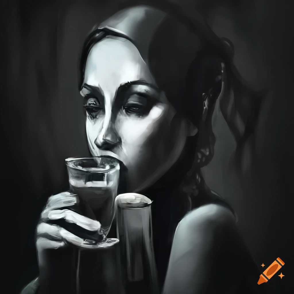 image depicting a dystopian drinking scene