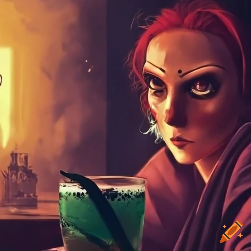 dystopian concept artwork with people drinking