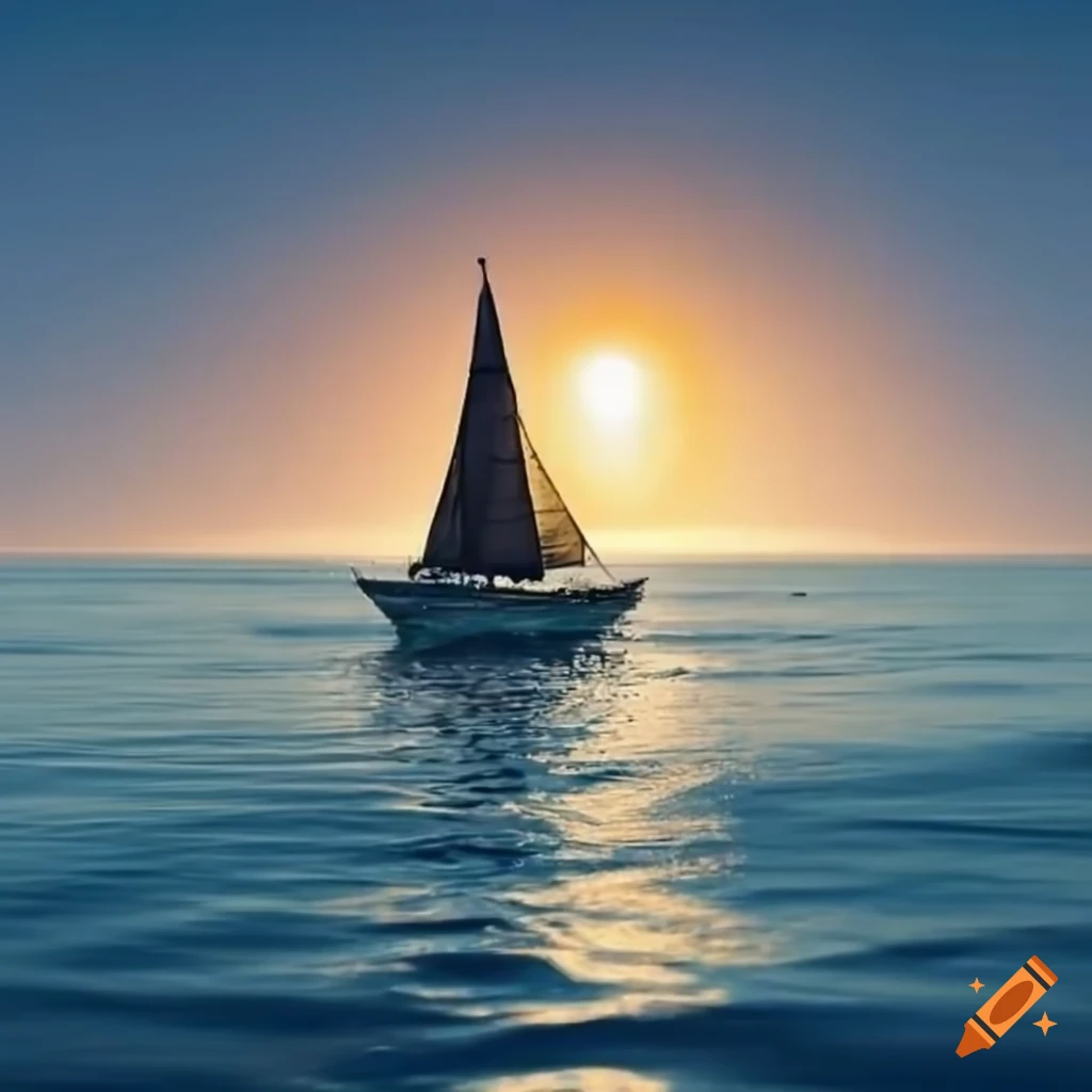 sailboat sailing in the ocean at sunrise
