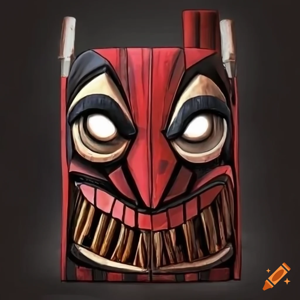 tiki-style Deadpool totem