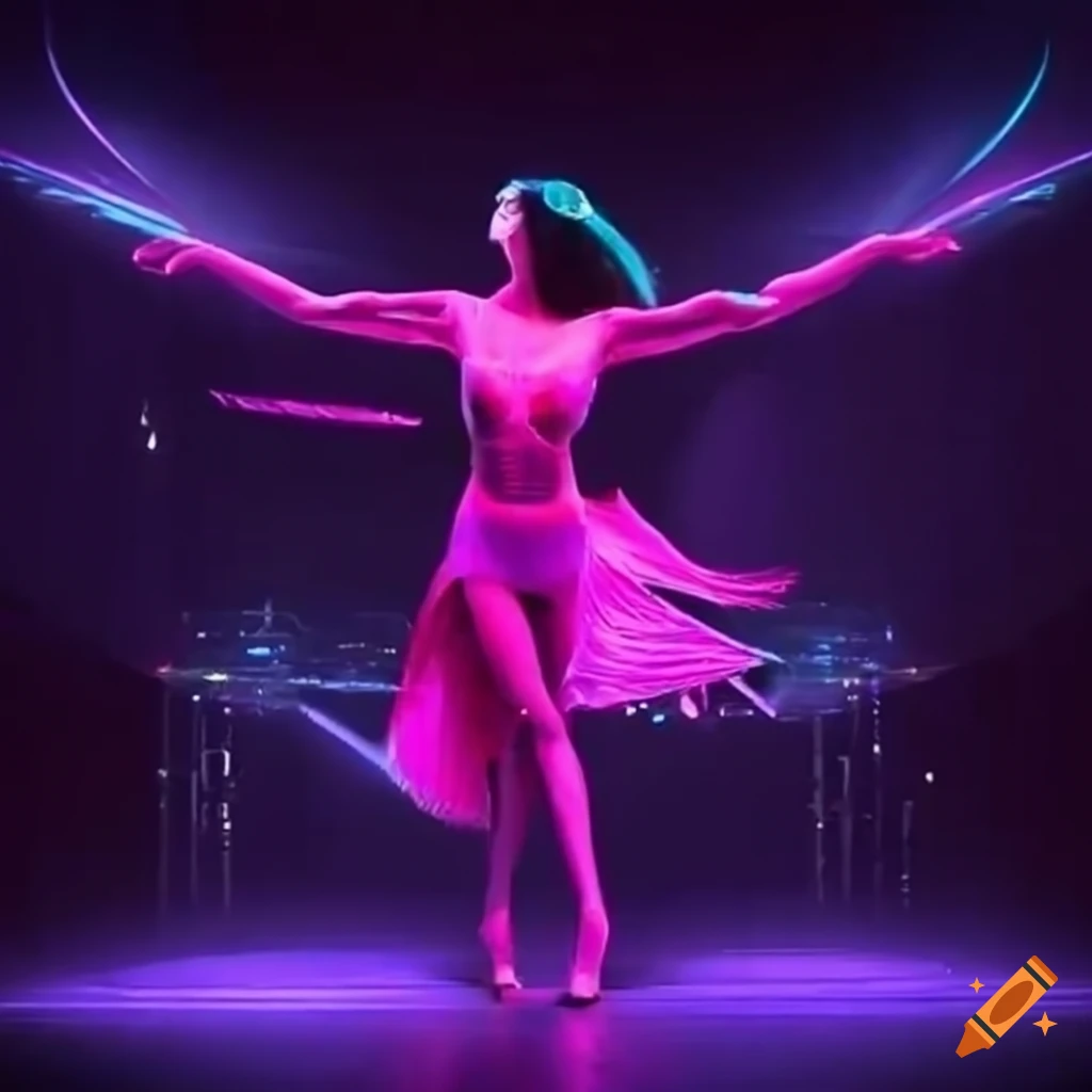 image of dynamic dancers in a futuristic nightclub