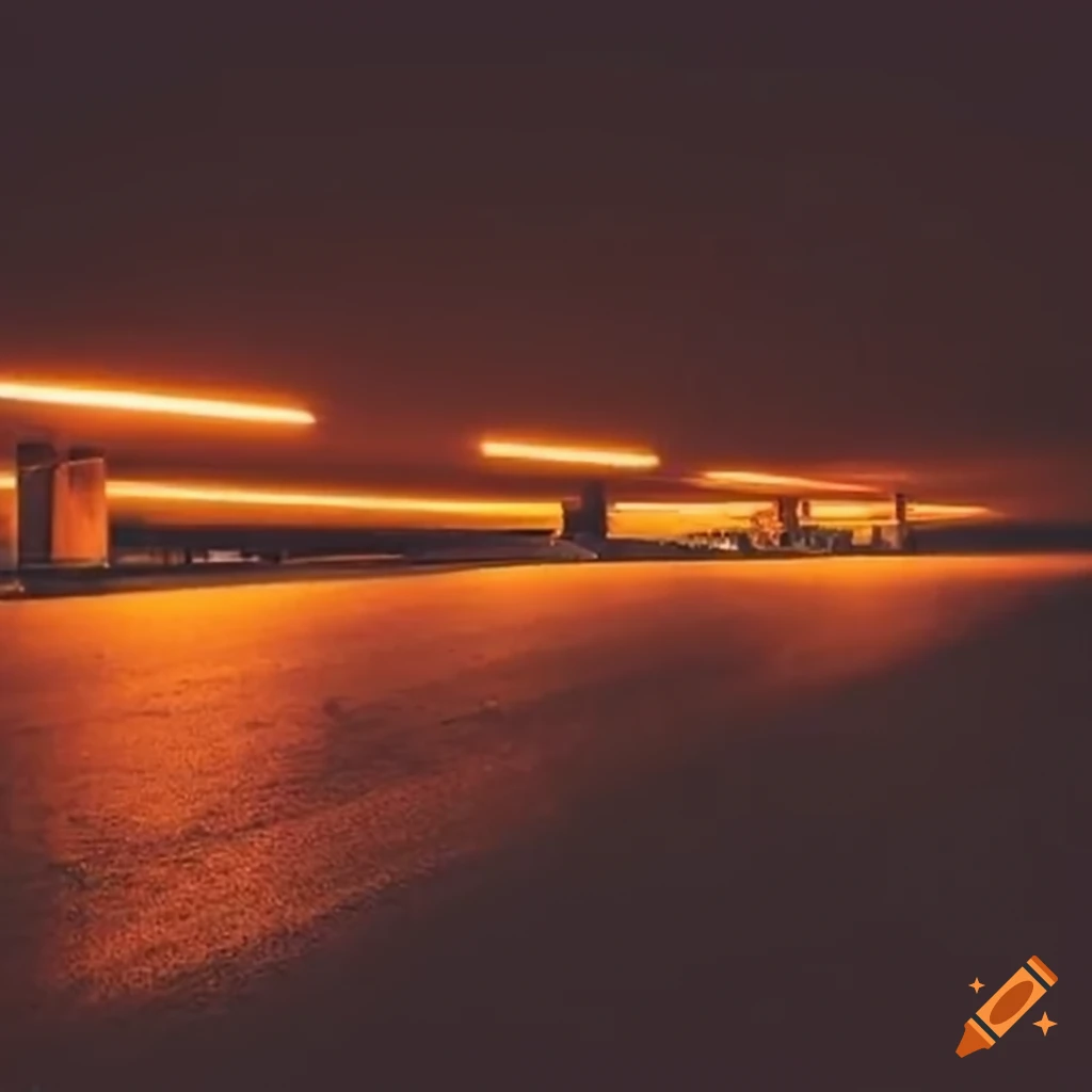dark orange parking lot at night