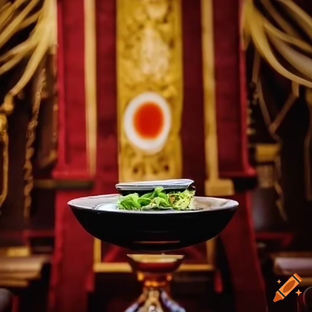 bowl of ramen noodles on a pedestal
