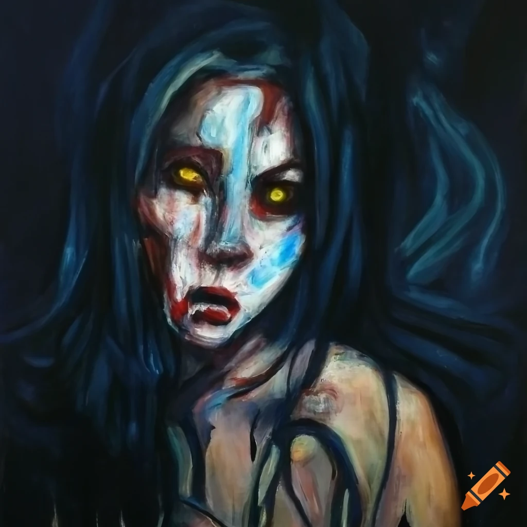 dark artwork of a depressed woman in Francis Bacon style