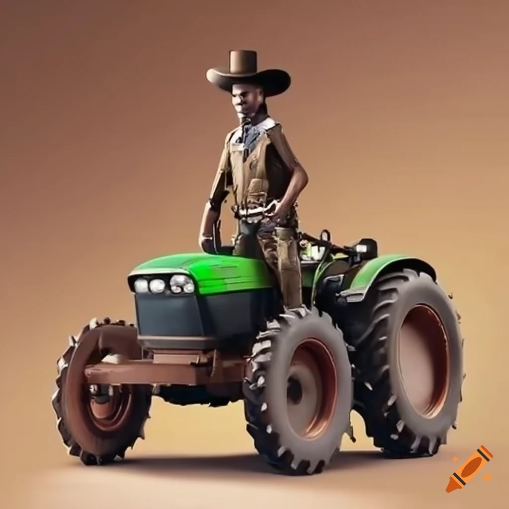 a fearless sheriff posing next to a DEUTZ-FAHR tractor