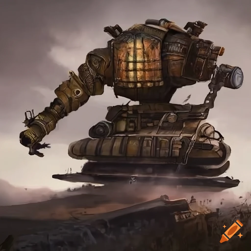 image of a tribal cyborg warrior in dieselpunk style