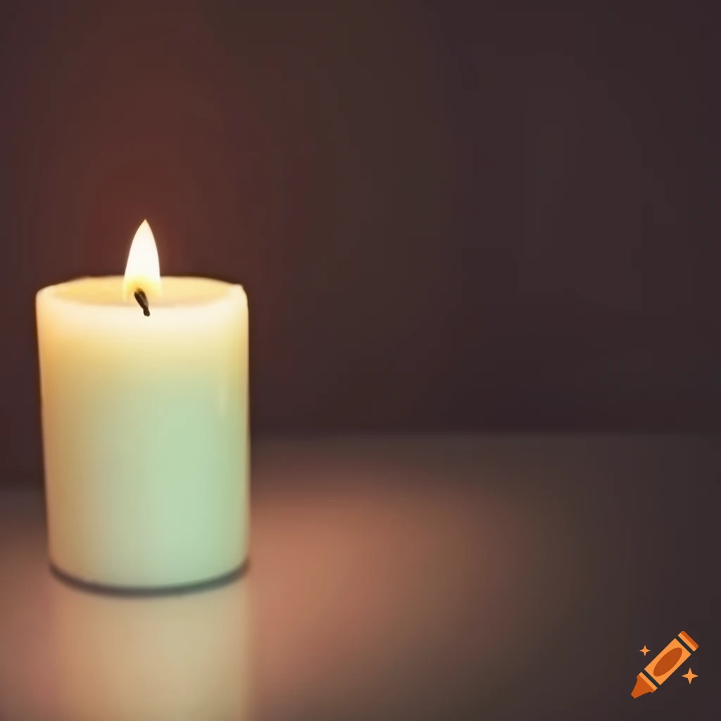 closeup of a white candle in a dim room