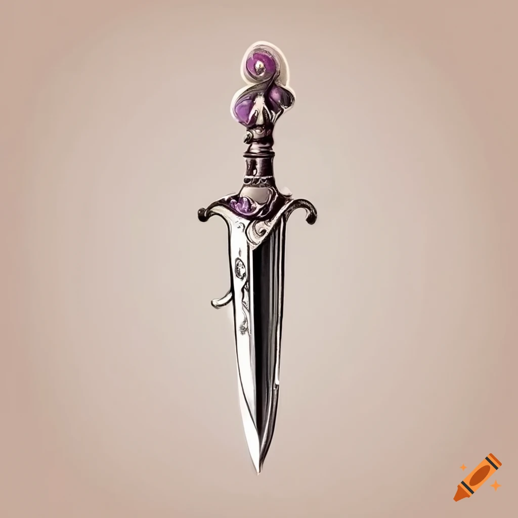 elegant silver dagger with unique guard design